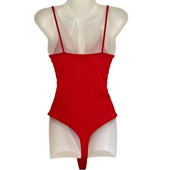 Forever 21 Red Ribbed Bodysuit Size Small - Picture 2 of 9